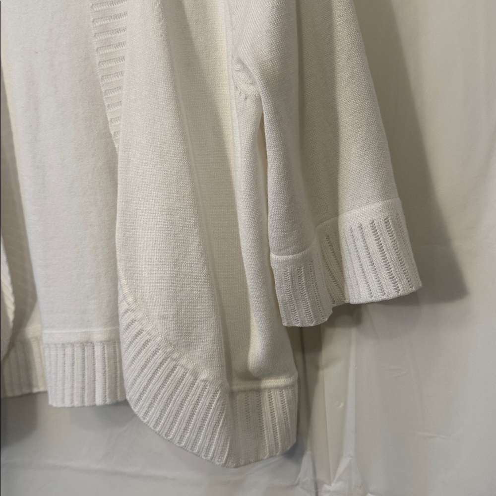 Cable & Guage white 3/4 sleeve open-front cropped cardigan shrug sweater Large - Picture 3 of 8